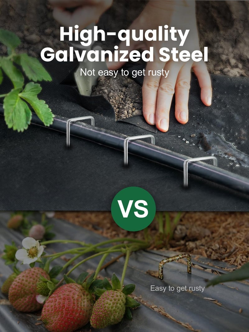 GROWNEER 50 Packs 6 Inches Landscape Staples Heavy Duty 11 Gauge Galvanized Steel Garden Stakes Staples Securing Pegs for Securing Weed Fabric Landscape Fabric Netting Ground Sheets and Fleece - Image 5